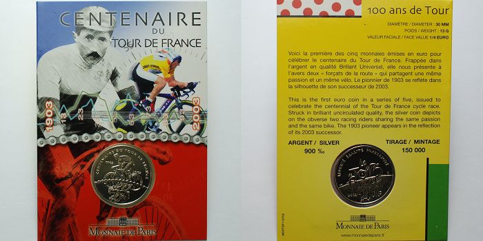 1/4-Euro-Tour-De-France-Set-Of-5-Silver-Coins